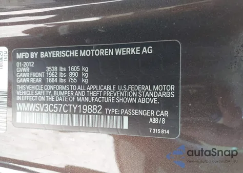 2012 Mini Cooper S z USA, uszkodzony, nr VIN WMWSV3C57CTY19882